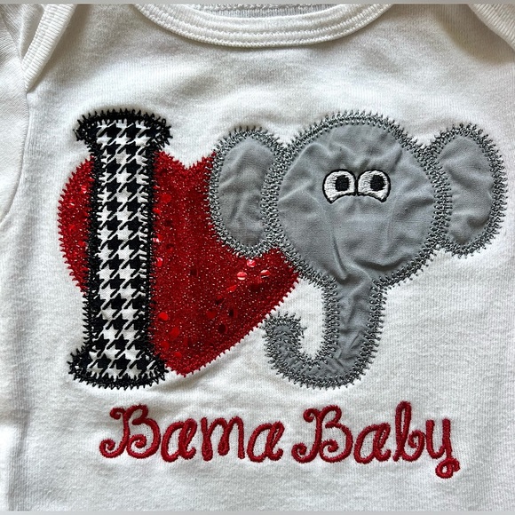 “Bama Baby” Long-Sleeve Appliqué Onesie - Size 6-9 mod - Picture 2 of 2